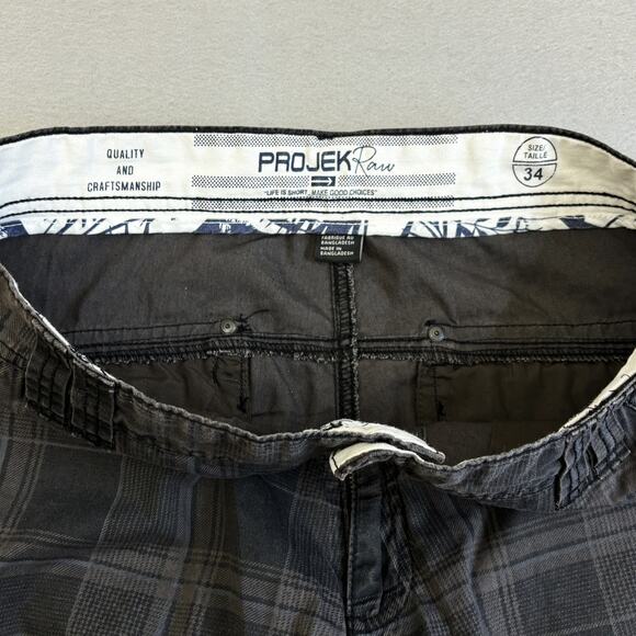 Vtg Projek Raw Cargo Shorts Mens 34 Plaid Y2K Casual Gorpcore Normcore Lot 5942 - Picture 5 of 11
